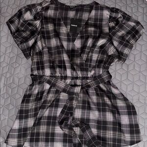 Torrid Babydoll Plaid Wrap Blouse